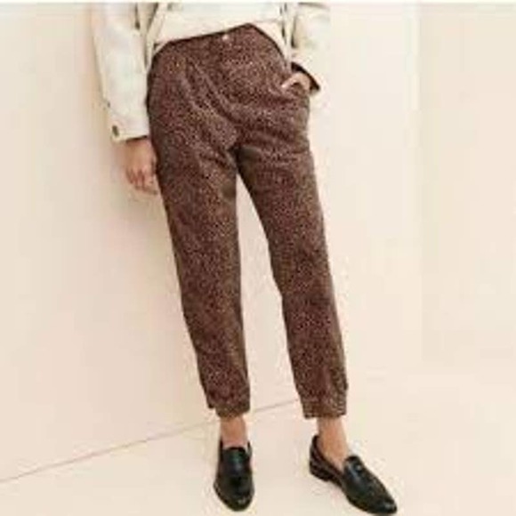 anthropol Pants - Anthropologie Kalea Leopard Print Trouser Jogger Corduroy Pants Medium